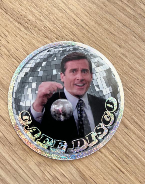 Michael Scott Cafe Disco Glitter Sticker